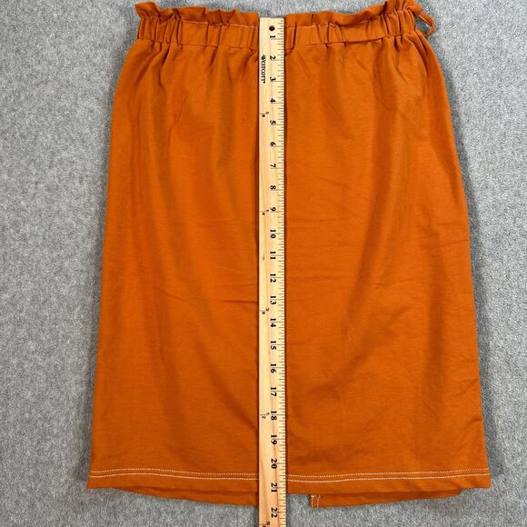 Polagram Paperbag Skirt Womens X-Small Orange Elastic Waist Contrast Stitch Slit - Picture 5 of 8